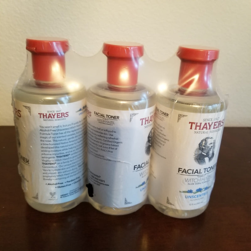 Unopened - 12 fl oz Thayers Witch Hazel - 3 Pack (4 packs available)