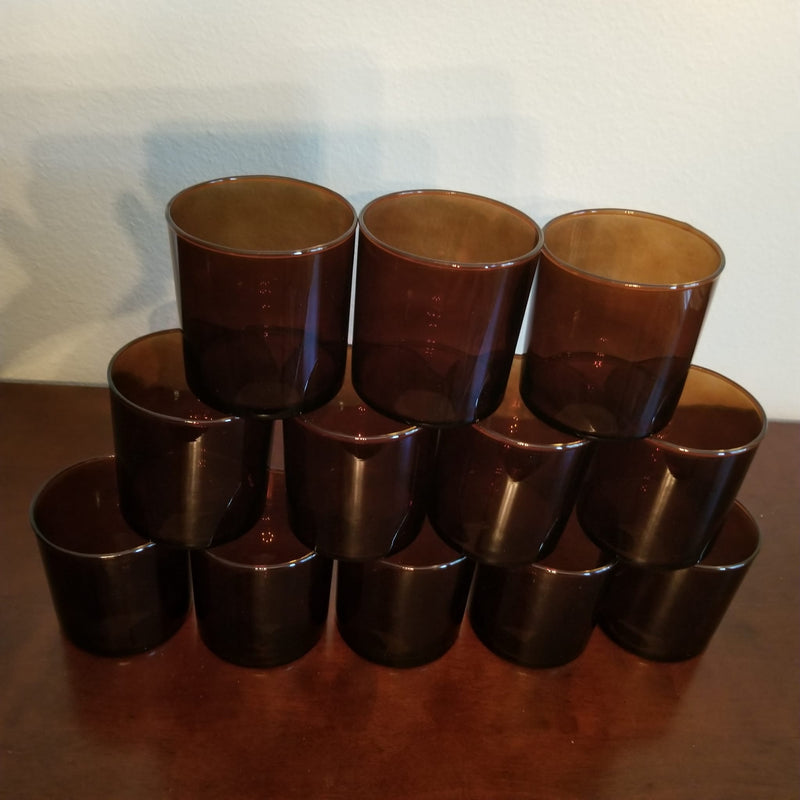 Unused - 12 AMBER STRAIGHT SIDED TUMBLER JARS - Candlescience (4 boxes available)